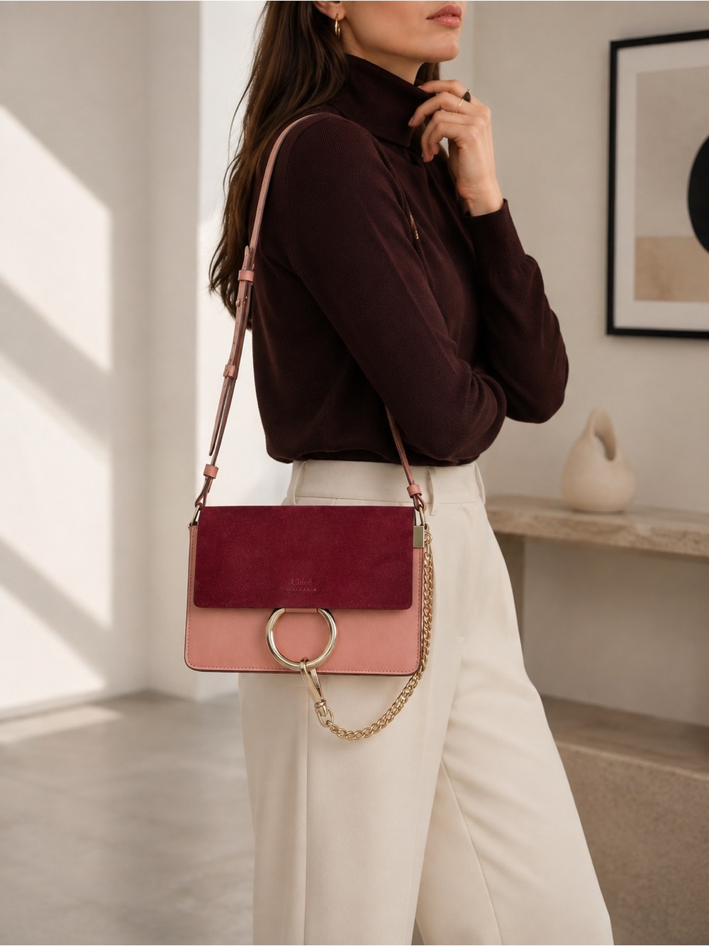 Chloé Small Faye Crossbody Bag – Pink & Plum - Picture 2 of 7